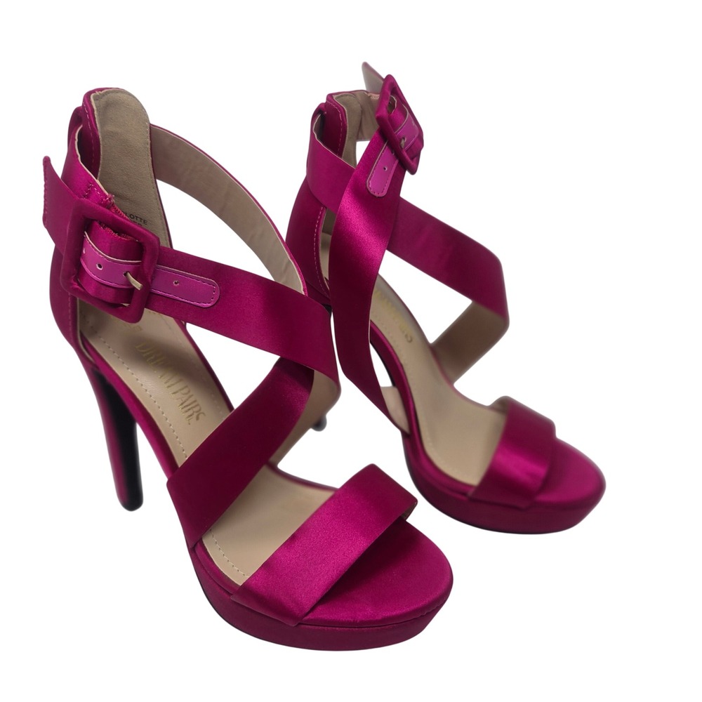 Dream Pairs Charlotte Sandals Womens 6.5 Pink Satin Platform Stiletto Glam 131
